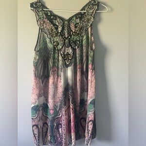 Sienna Rose sheer tunic tank Size Medium multicolor.
